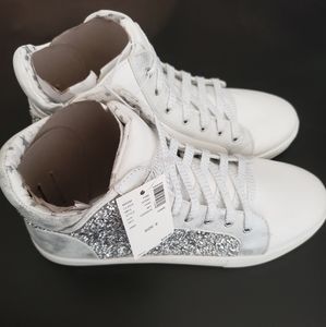 Sparkly White High Top Sneakers